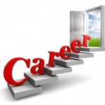 Career word on stair up to open door