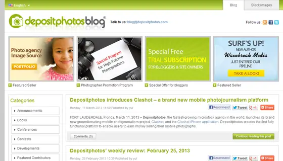 blog webpage depositphotos company screenshot 2013