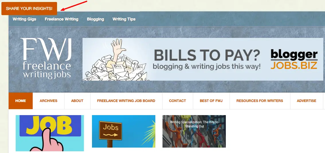 FWJ Survey home page button